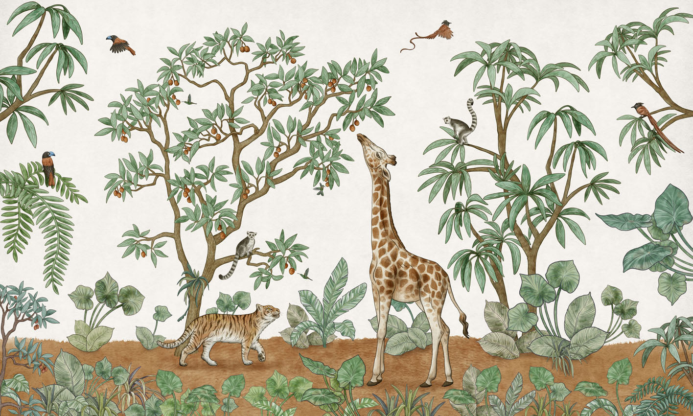 Animals in the Jungle European mural wallpaper design for kids room — Artehub Egypt