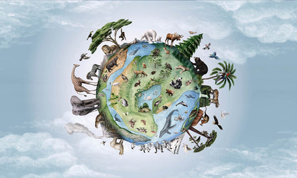 Animals of Earth European mural wallpaper design for kids room — Artehub Egypt