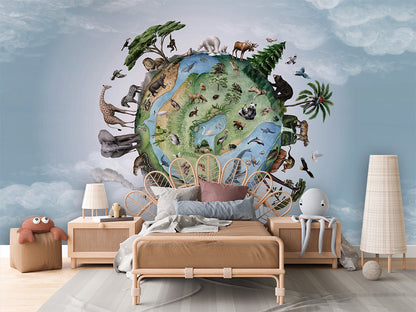 Animals of Earth luxury wallpaper in kids room interior — Artehub Egypt
