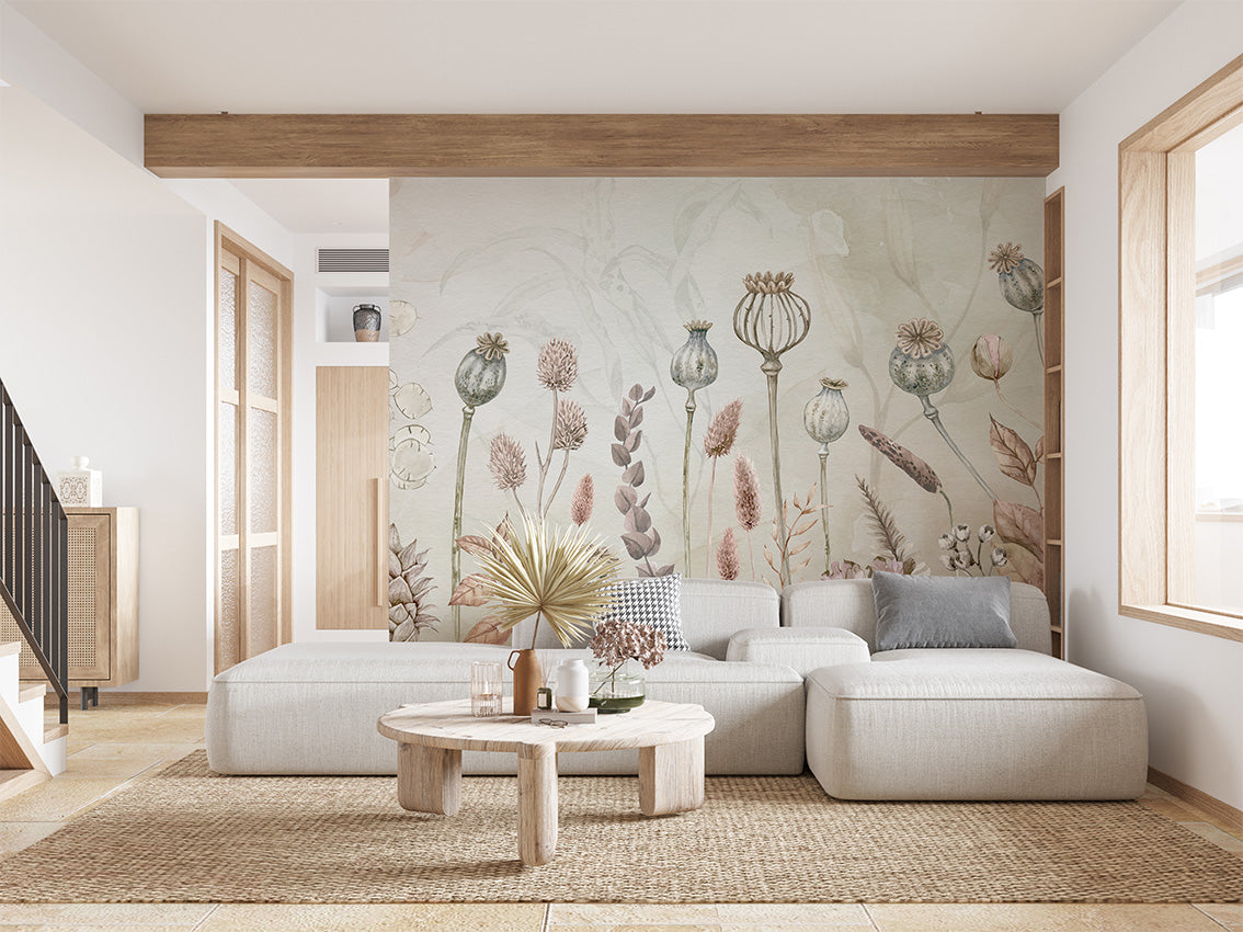 Autumn Flowers luxury wallpaper interior room:livingroom — Artehub Egypt