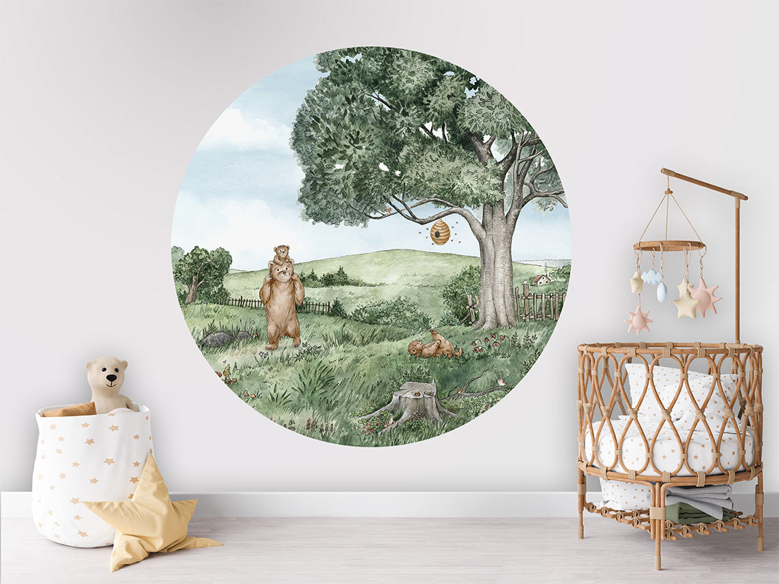 Bears And Bees wall circle sticker by Artehub