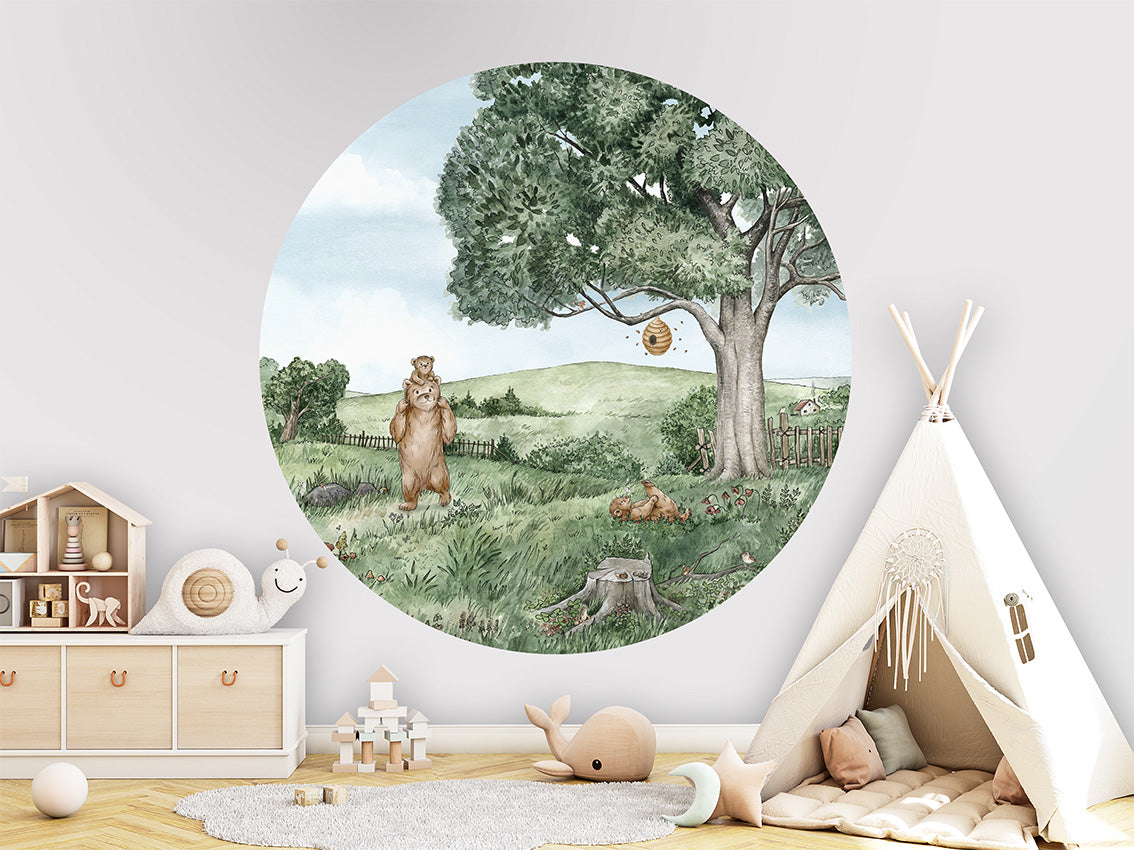 Bears And Bees wall circle sticker by Artehub