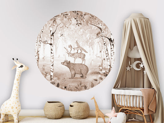 Bear King Brown wall circle sticker by Artehub