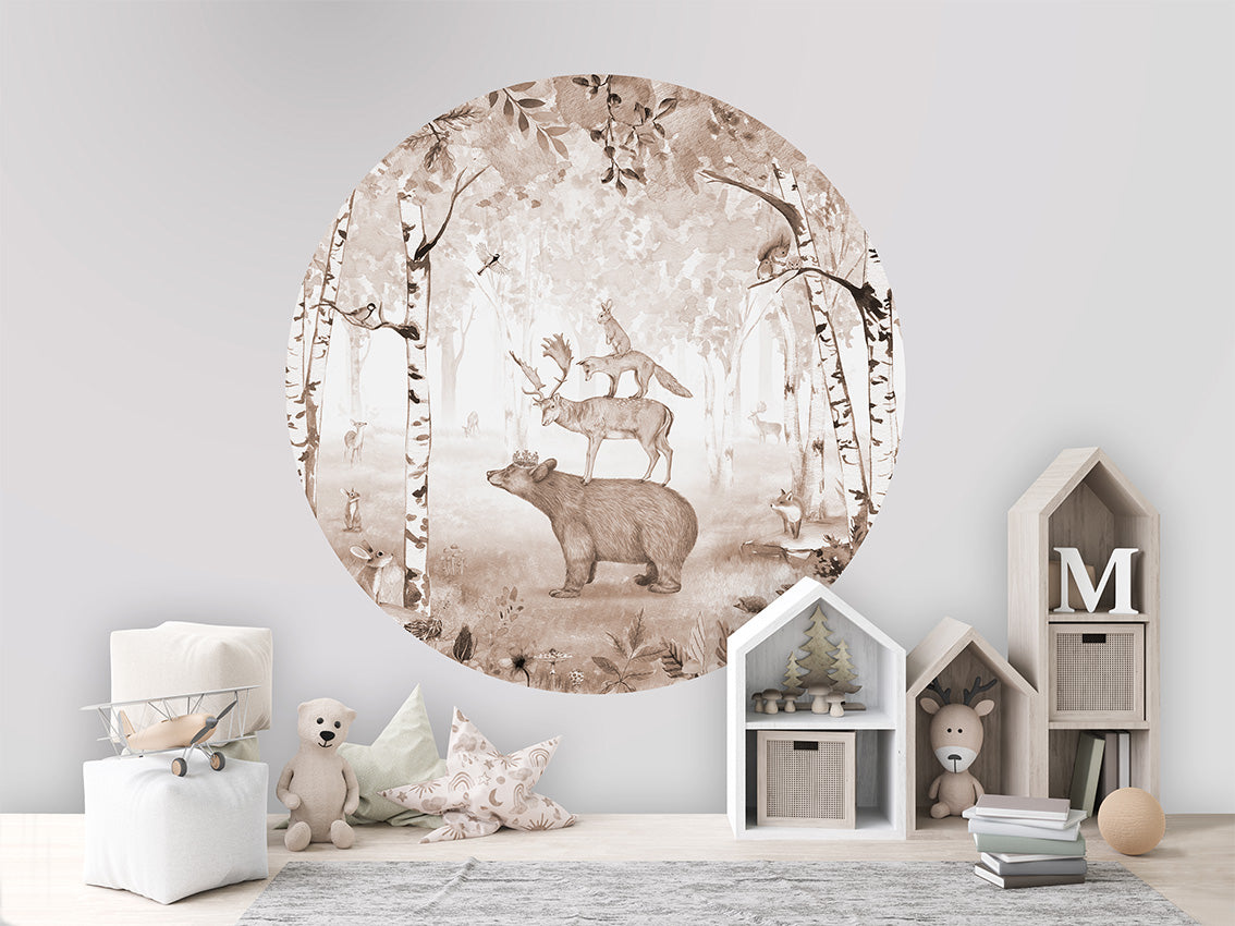 Bear King Brown wall circle sticker by Artehub