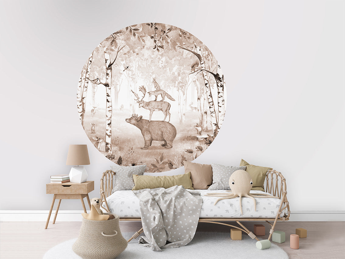 Bear King Brown wall circle sticker by Artehub