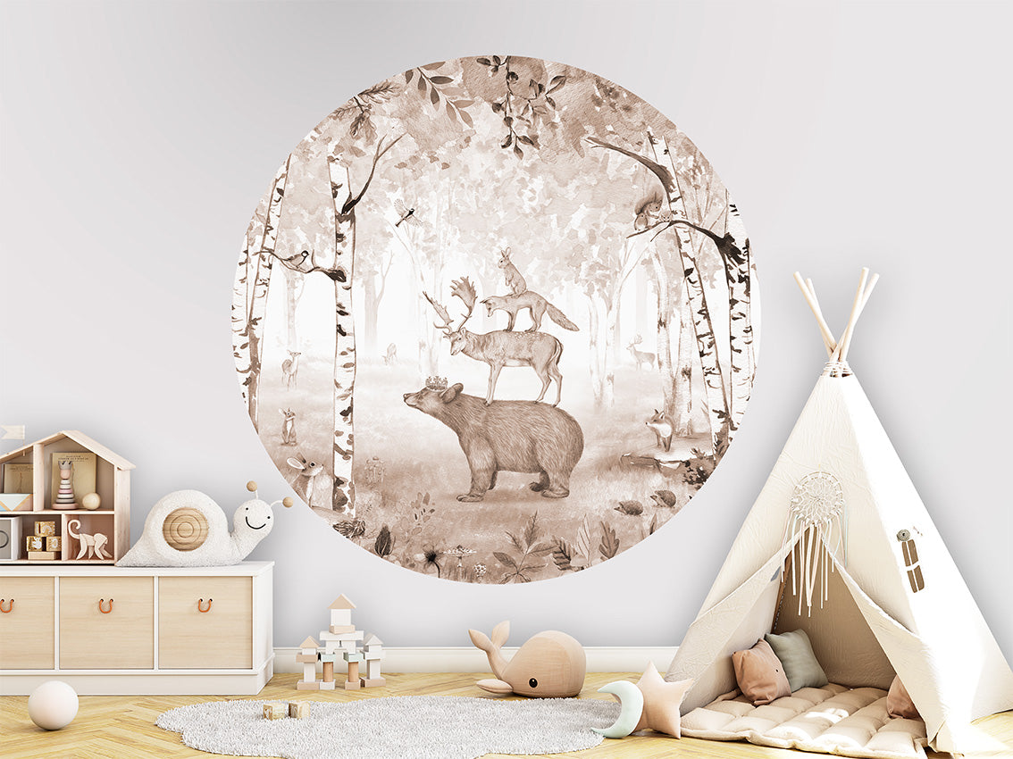 Bear King Brown wall circle sticker by Artehub
