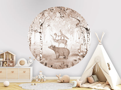 Bear King Brown wall circle sticker by Artehub
