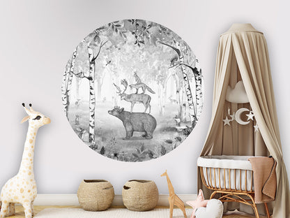 Bear King B&W wall circle sticker by Artehub