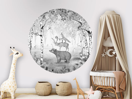 Bear King B&W wall circle sticker by Artehub