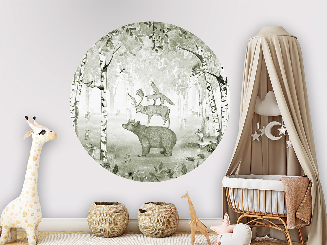 Bear King Green wall circle sticker by Artehub