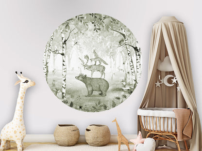 Bear King Green wall circle sticker by Artehub