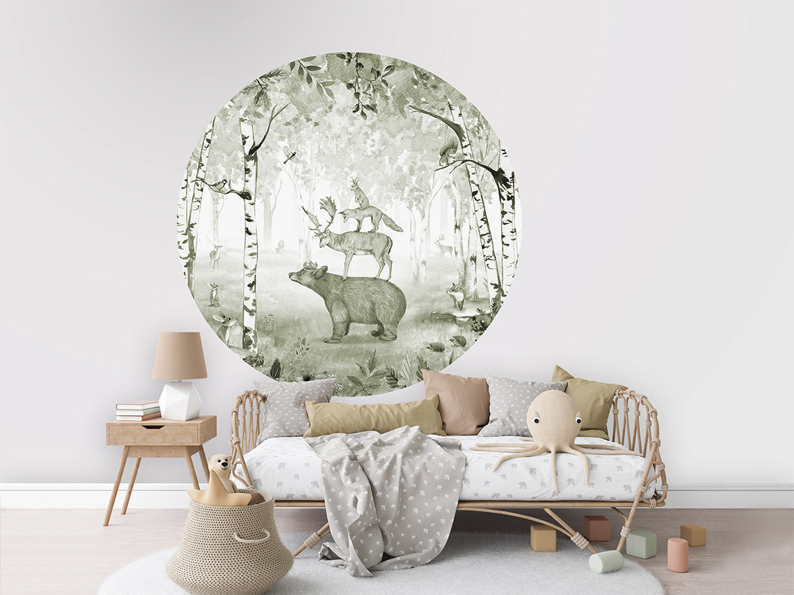 Bear King Green wall circle sticker by Artehub