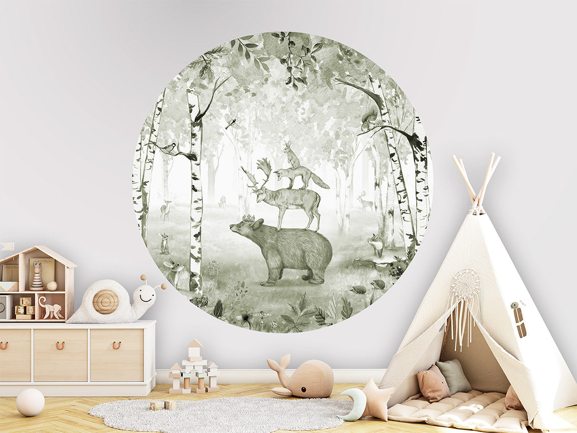 Bear King Green wall circle sticker by Artehub