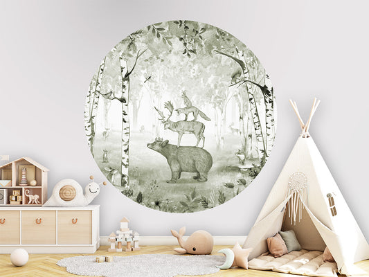 Bear King Green wall circle sticker by Artehub