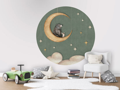 Bear on the Moon - Green - Circle