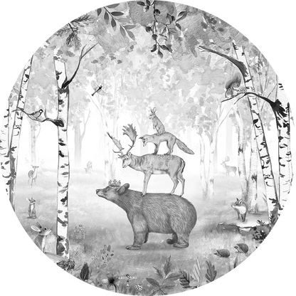 Bear King B&W wall circle sticker by Artehub