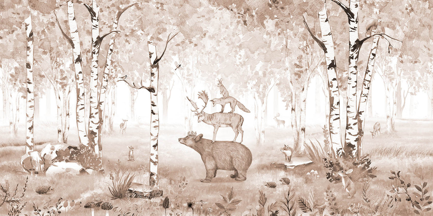 Bear King - Brown European mural wallpaper design for kids room — Artehub Egypt