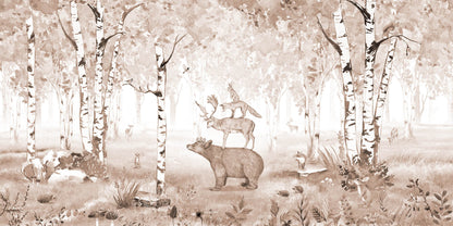 Bear King - Brown European mural wallpaper design for kids room — Artehub Egypt