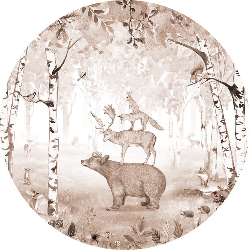 Bear King Brown wall circle sticker by Artehub