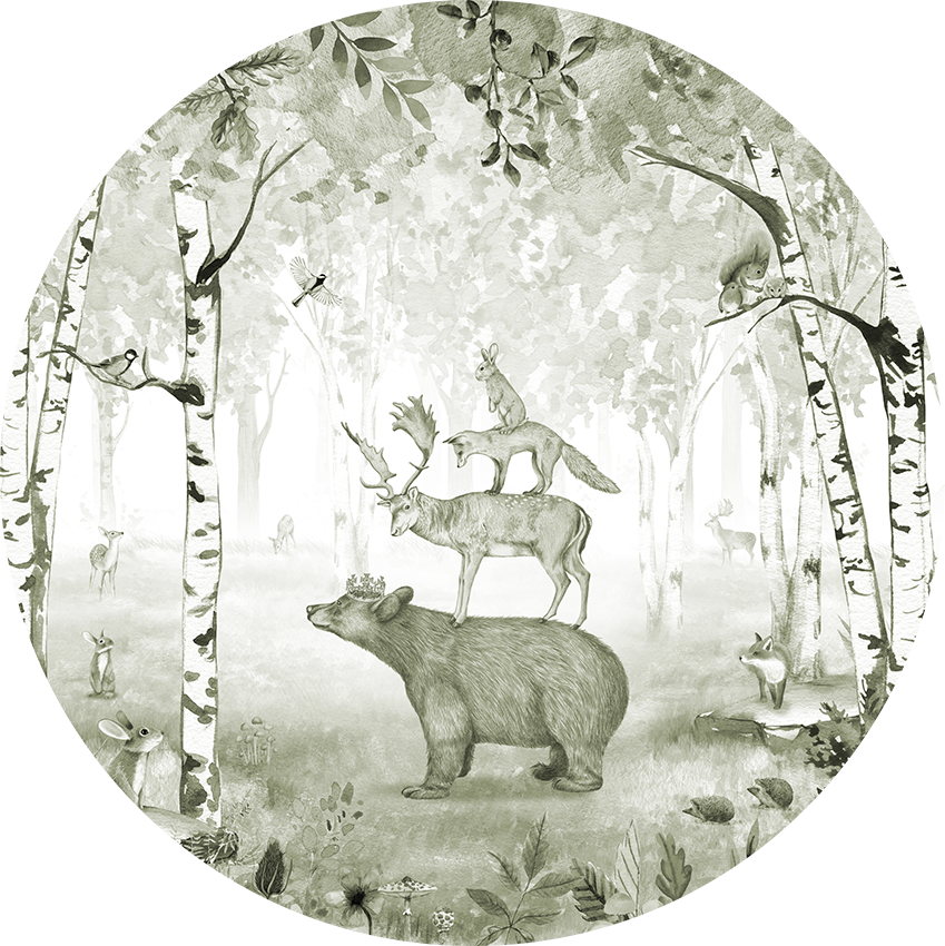 Bear King Green wall circle sticker by Artehub