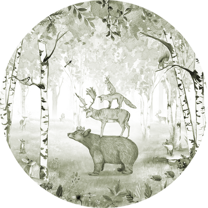 Bear King Green wall circle sticker by Artehub