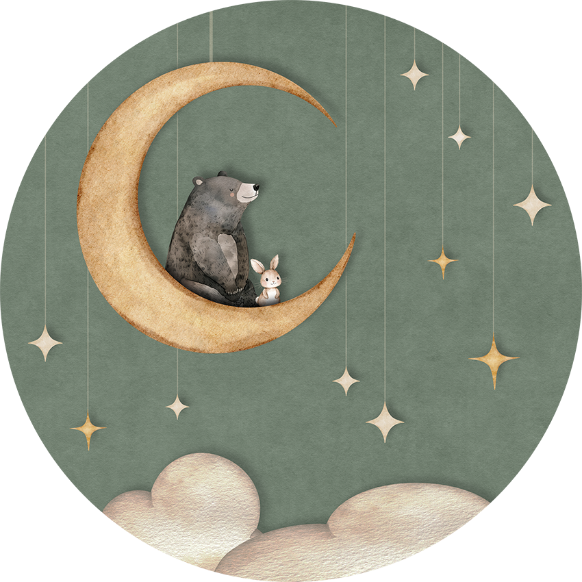 Bear on the Moon - Green - Circle