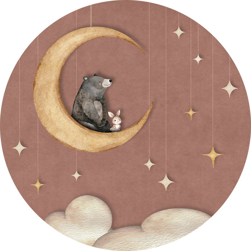 Bear on the Moon - Pink - Circle