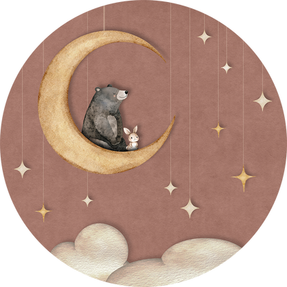 Bear on the Moon - Pink - Circle