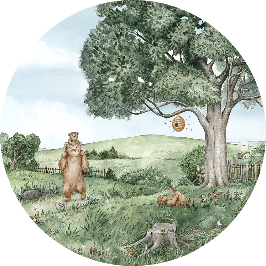 Bears And Bees wall circle sticker by Artehub