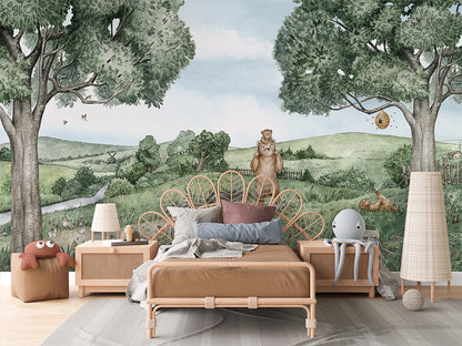 Bears and Bees luxury wallpaper in kids room interior — Artehub Egypt