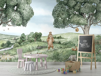 Bears and Bees luxury wallpaper in kids room interior — Artehub Egypt