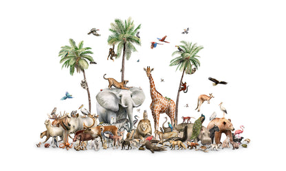 Beautiful Biodiversity European mural wallpaper design for kids room — Artehub Egypt
