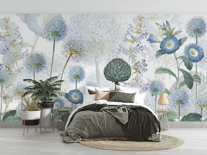 Blue Wild Meadow luxury wallpaper interior room:bedroom — Artehub Egypt