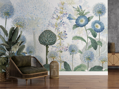 Blue Wild Meadow luxury wallpaper interior room:livingroom — Artehub Egypt