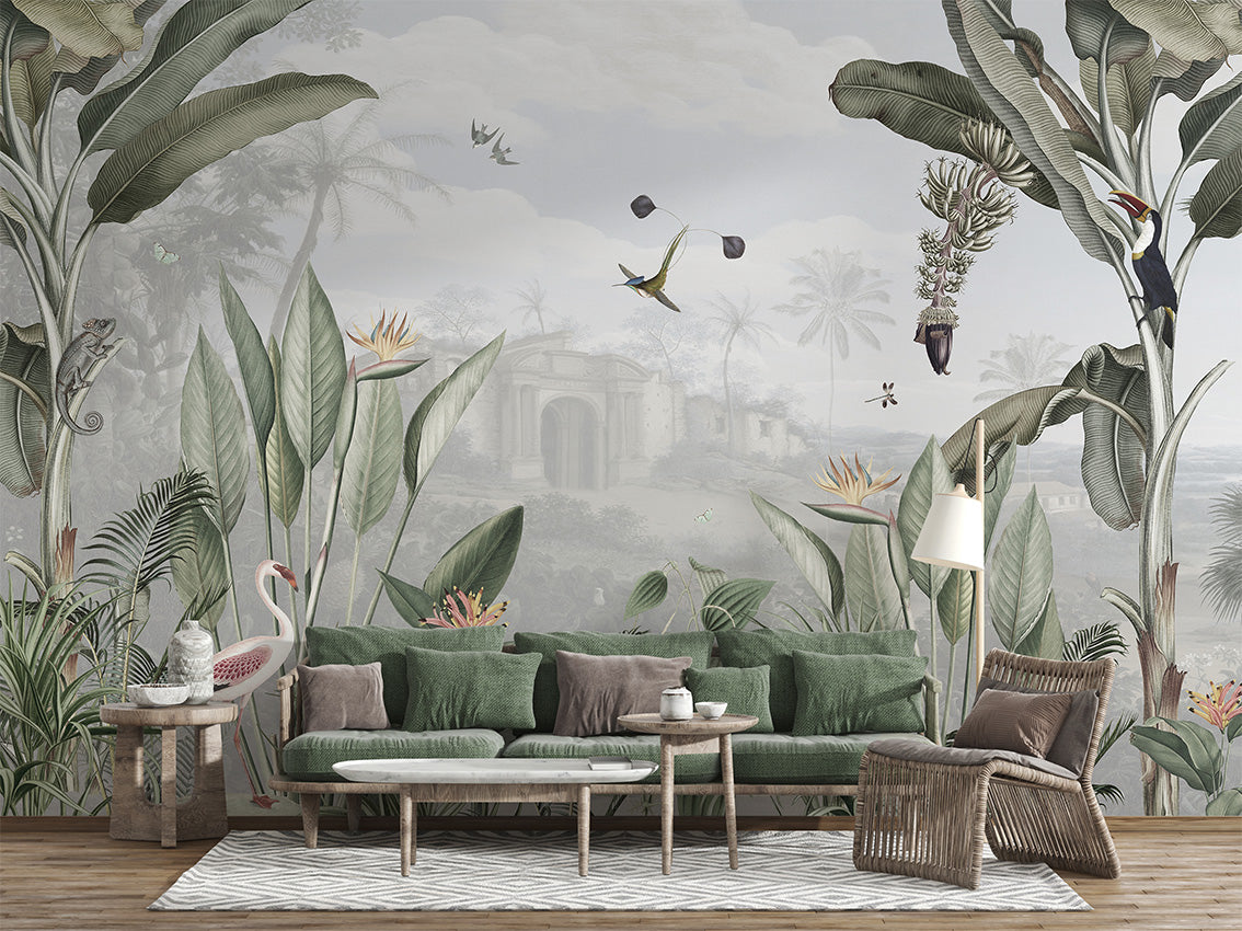 Botanical Beauty luxury wallpaper interior room:livingroom — Artehub Egypt