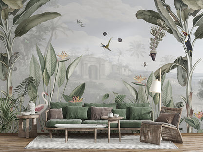 Botanical Beauty luxury wallpaper interior room:livingroom — Artehub Egypt