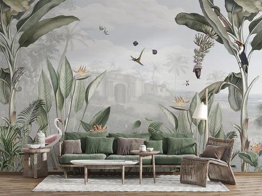 Botanical Beauty luxury wallpaper interior room:livingroom — Artehub Egypt