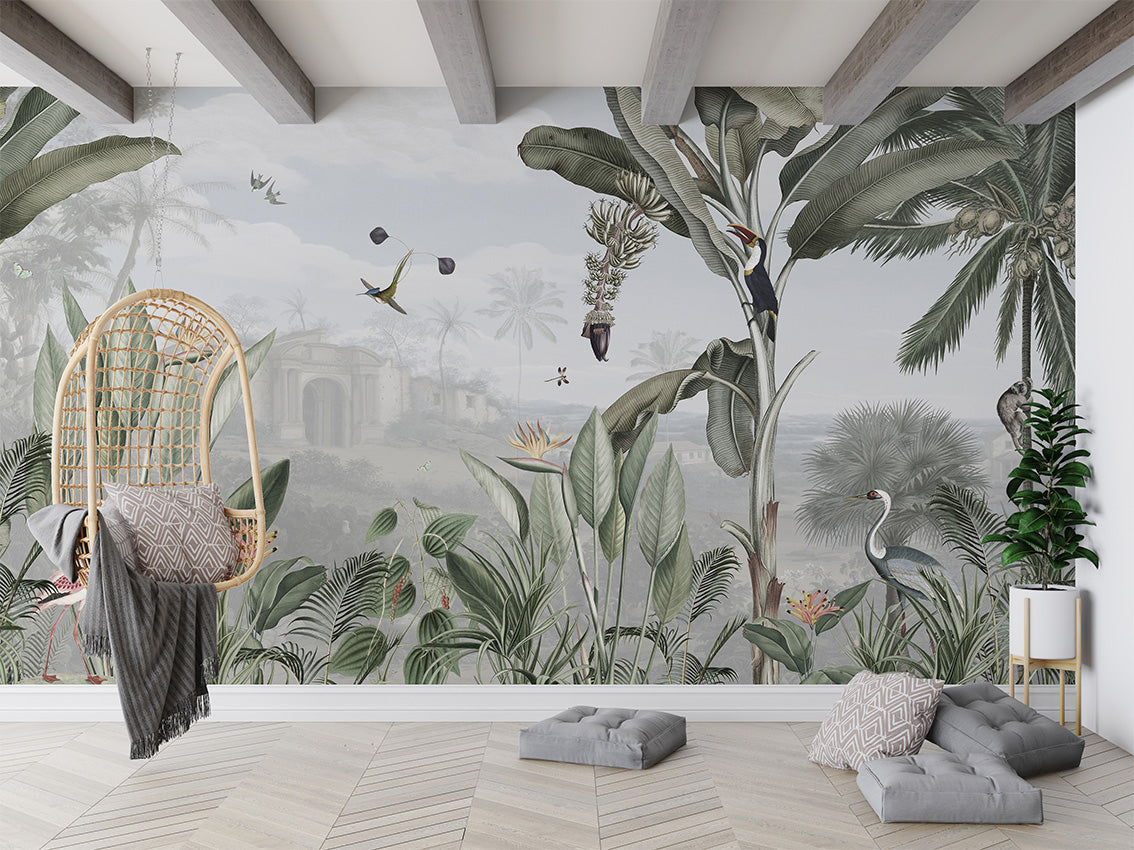Botanical Beauty luxury wallpaper interior room:livingroom — Artehub Egypt