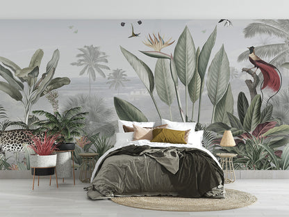 Botanical Beauty - Panorama luxury wallpaper interior room:bedroom — Artehub Egypt