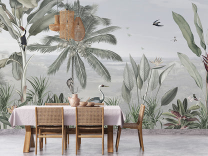 Botanical Beauty - Panorama luxury wallpaper interior room:diningroom — Artehub Egypt