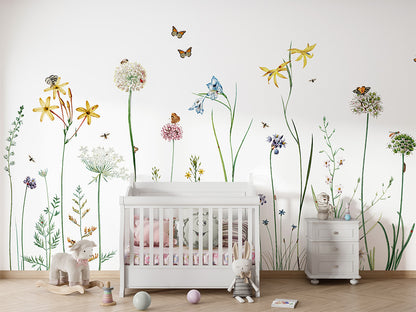Butterfly Garden luxury wallpaper in kids room interior — Artehub Egypt