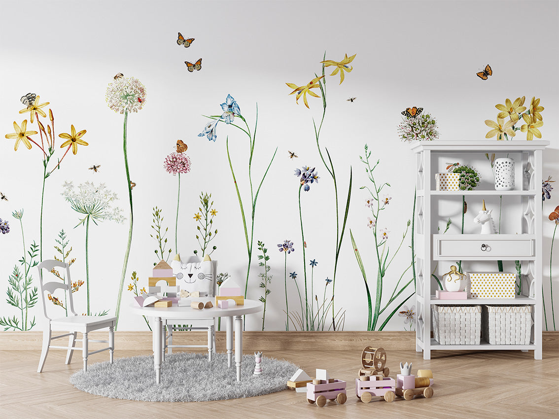 Butterfly Garden luxury wallpaper in kids room interior — Artehub Egypt