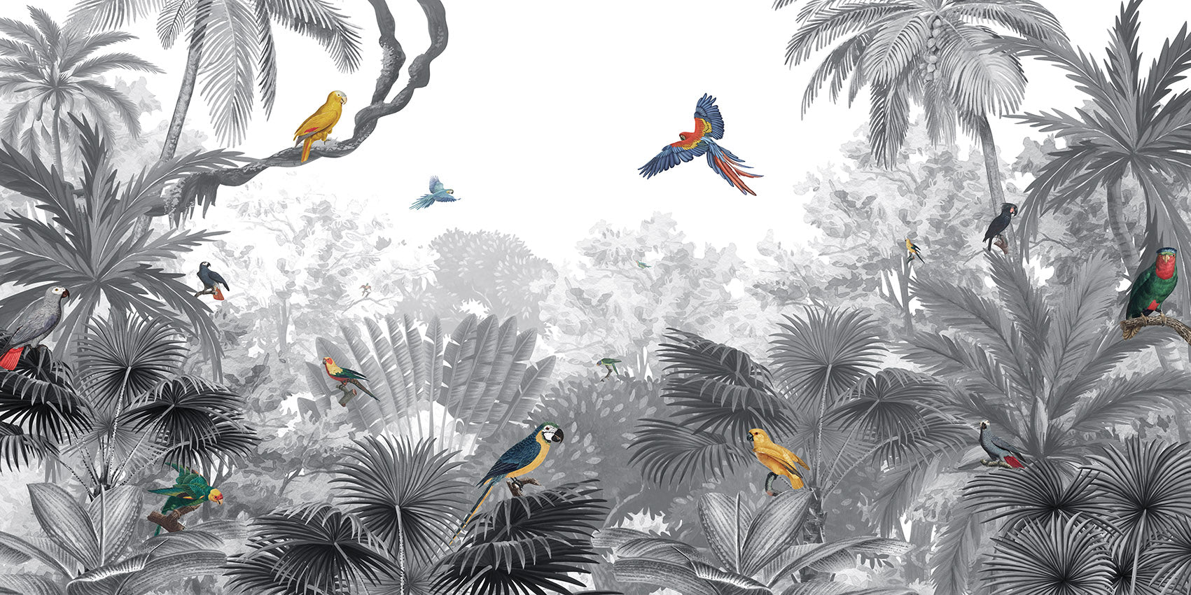 Canopy Jungle - B W European mural wallpaper design for kids room — Artehub Egypt