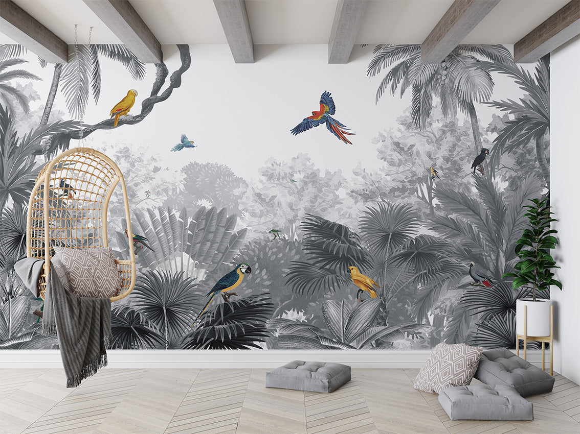 Canopy Jungle - B W luxury wallpaper in kids room interior — Artehub Egypt