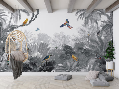 Canopy Jungle - B W luxury wallpaper in kids room interior — Artehub Egypt