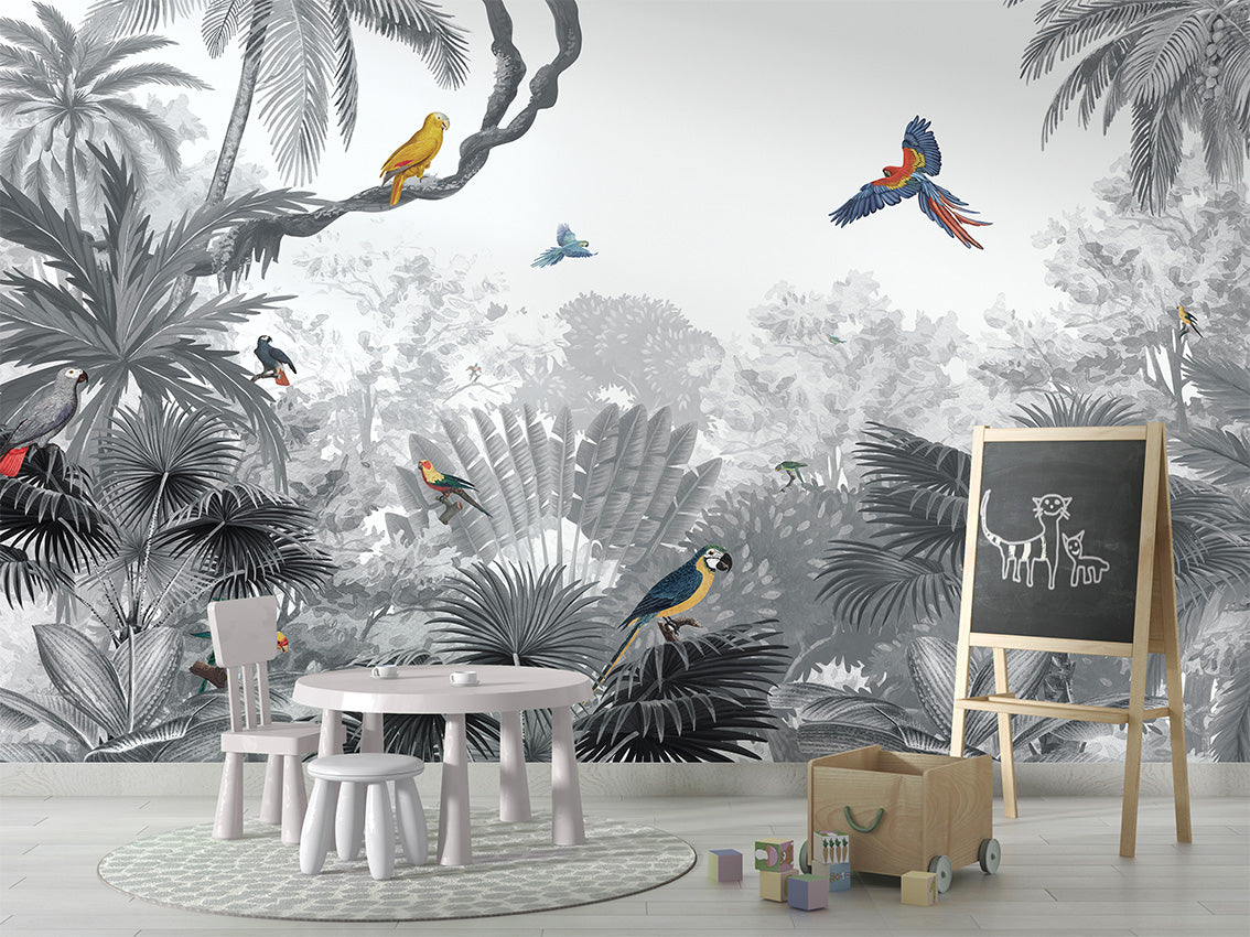 Canopy Jungle - B W luxury wallpaper in kids room interior — Artehub Egypt