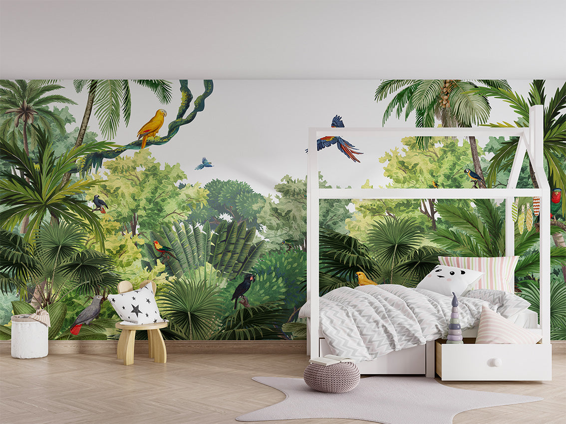 Canopy Jungle luxury wallpaper in kids room interior — Artehub Egypt