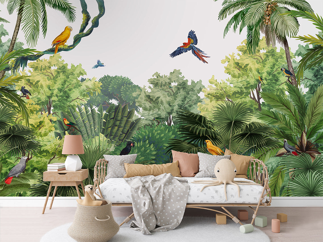 Canopy Jungle luxury wallpaper in kids room interior — Artehub Egypt