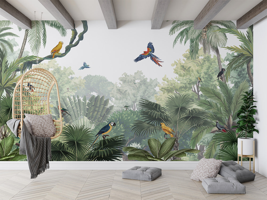 Canopy Jungle - Natural luxury wallpaper in kids room interior — Artehub Egypt