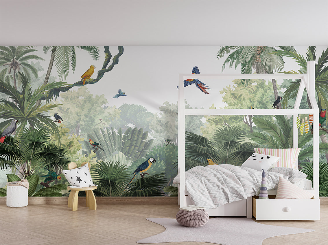 Canopy Jungle - Natural luxury wallpaper in kids room interior — Artehub Egypt